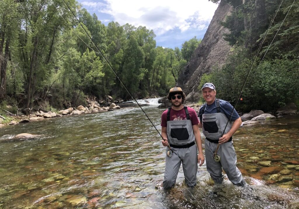 2 men fly fishing in Aspen