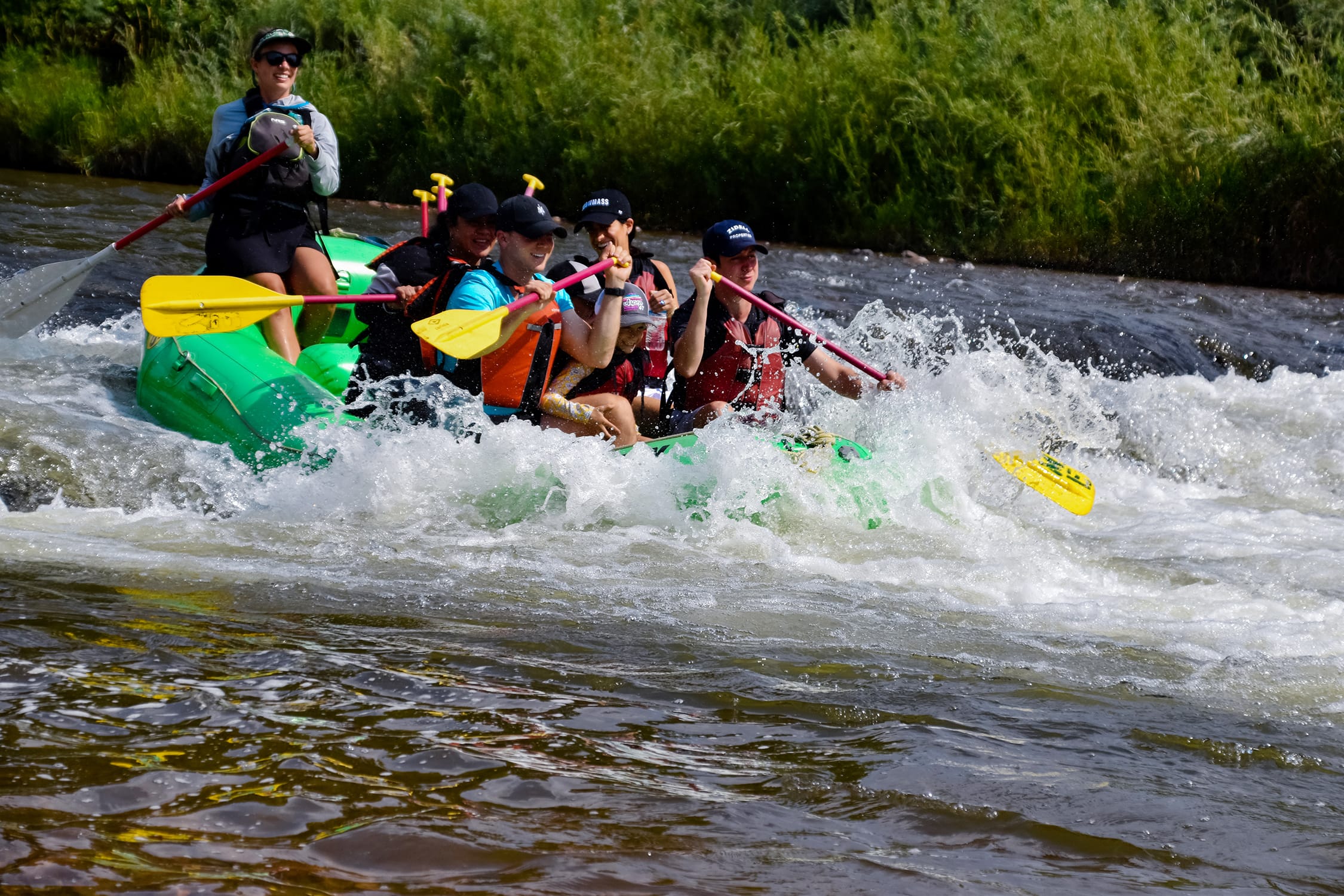 group whitewater rafting the upper roaring fork river in Colorado