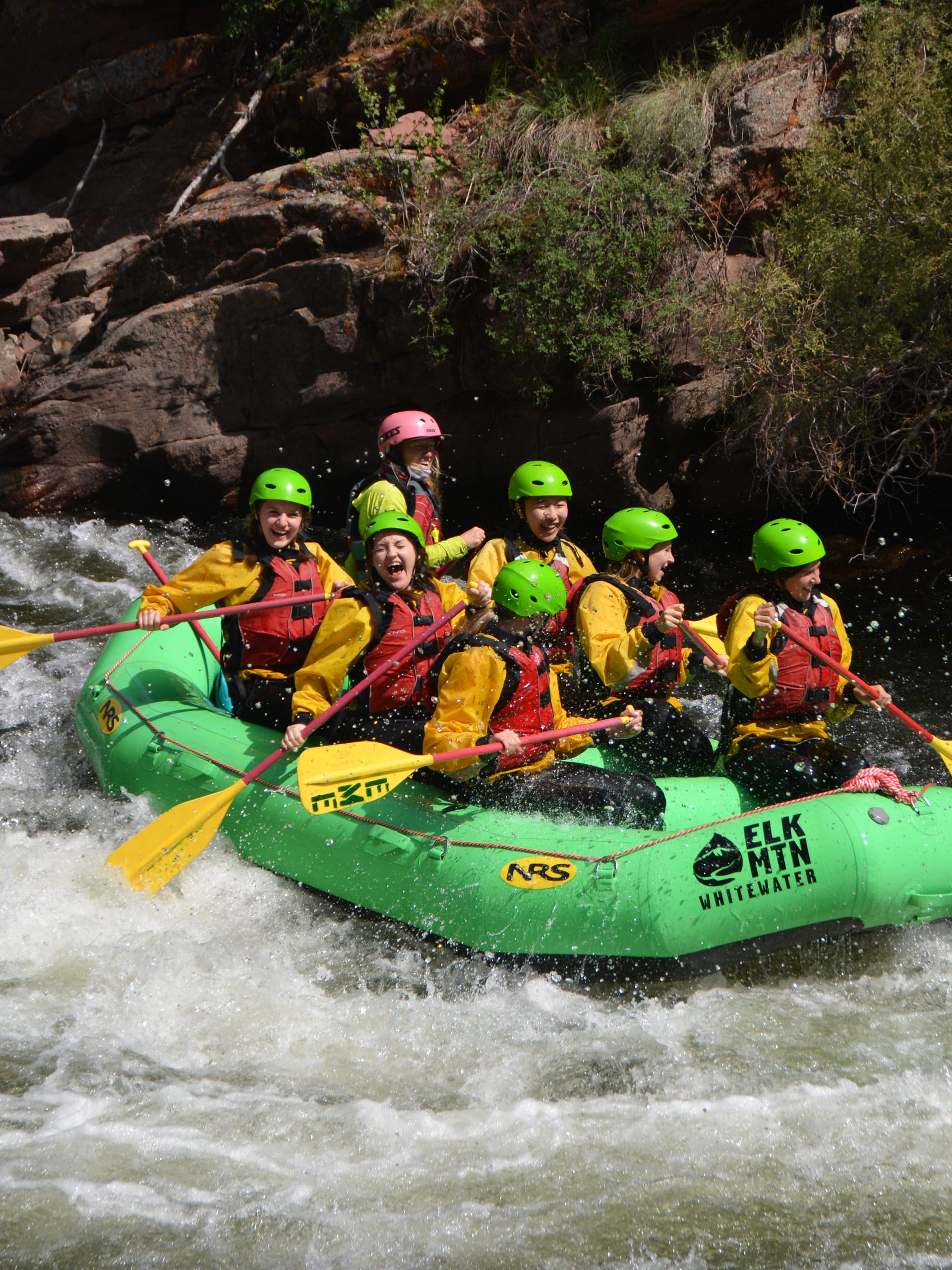 group of rafters on a whitewater raft trip in Aspen
