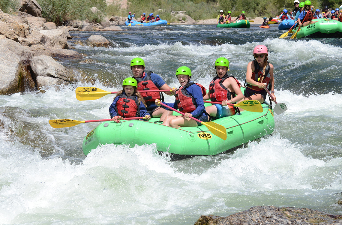 group on a whitewater rafting trip through Brown's Canyon in Colorado