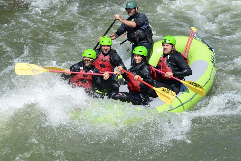 a group rafting on the Numbers section of the Arkansas River