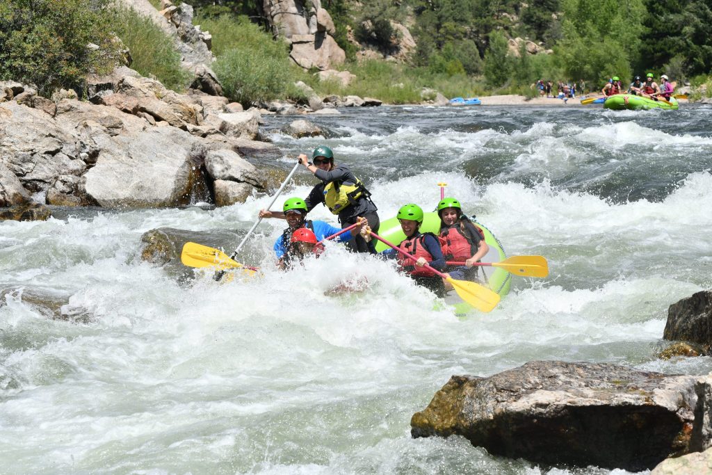 group of rafters on a whitewater raft trip through Browns Canyon