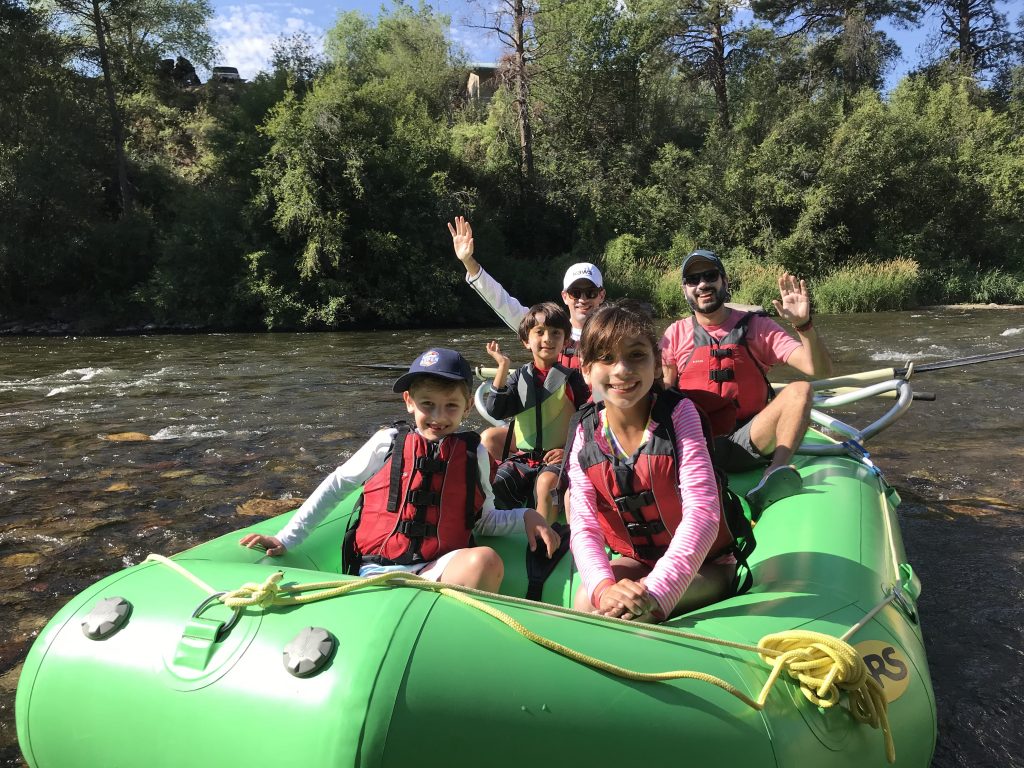 group of rafters on a whitewater raft trip on the Lower Roaring Fork River