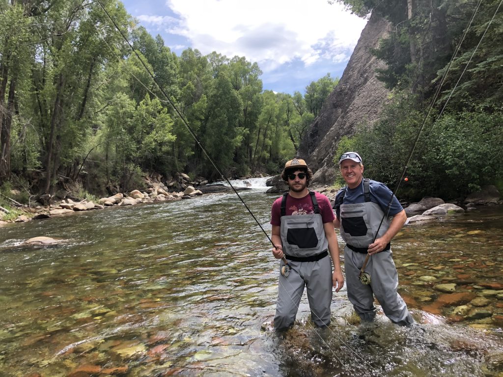 2 men fly fishing in Aspen