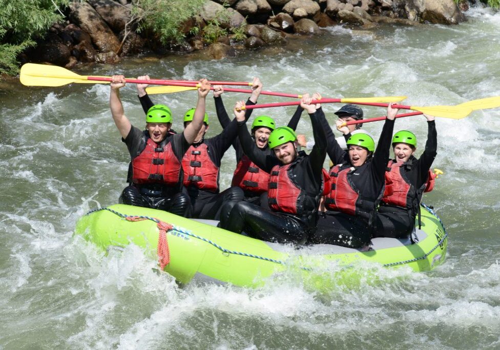 a group rafting on the Numbers section of the Arkansas River