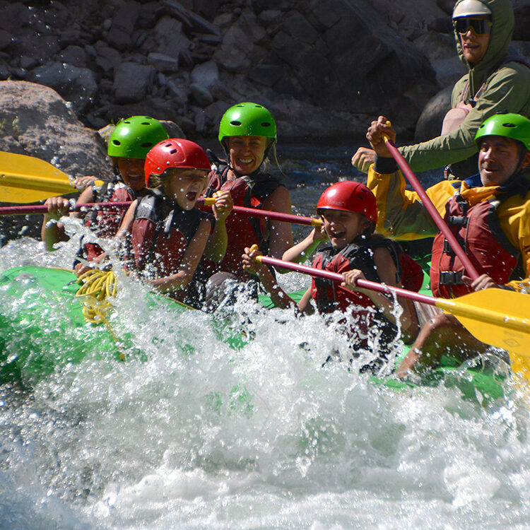 group of rafters on a whitewater rafting trip in Colorado