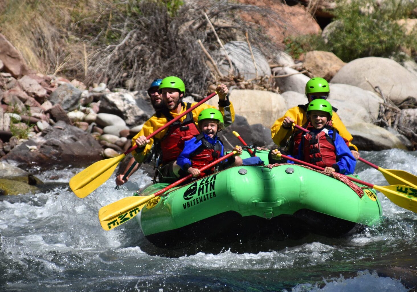 family rafting on the Upper Roaring Fork